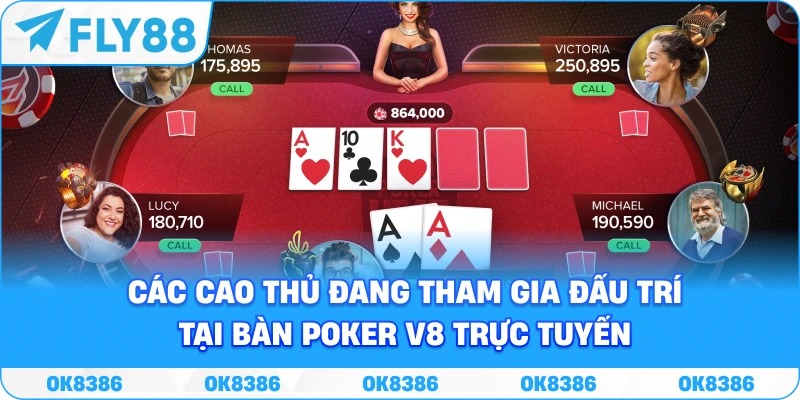 Các cao thủ đang tham gia đấu trí tại bàn Poker V8 trực tuyến.