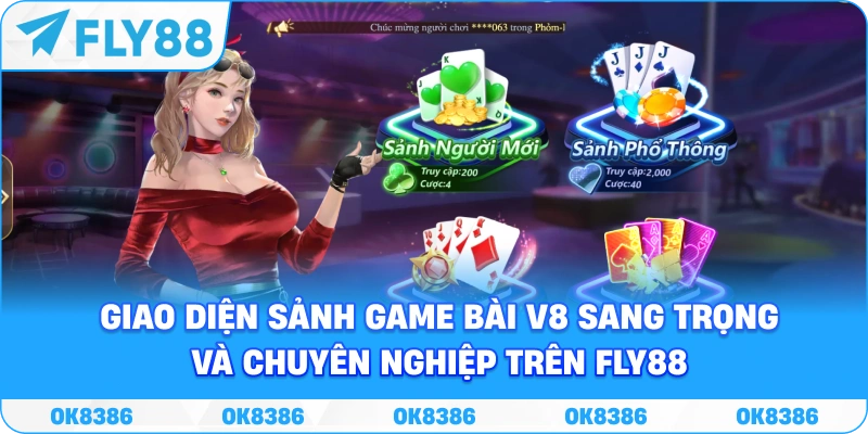 Giao diện sảnh game bài V8 sang trọng và chuyên nghiệp trên Fly88.