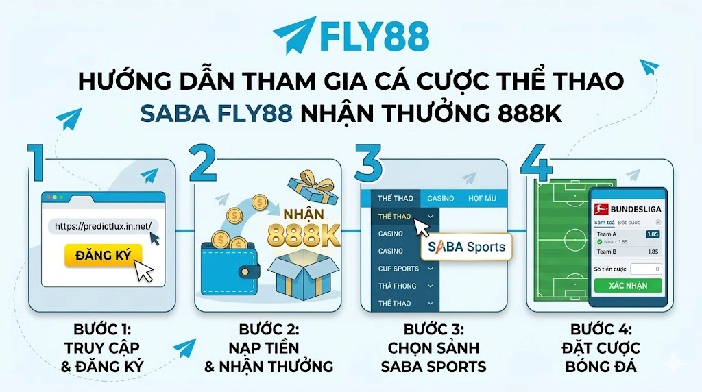 Hướng Dẫn Tham Gia Cá Cược Thể Thao SABA Fly88 Nhận Thưởng 888K